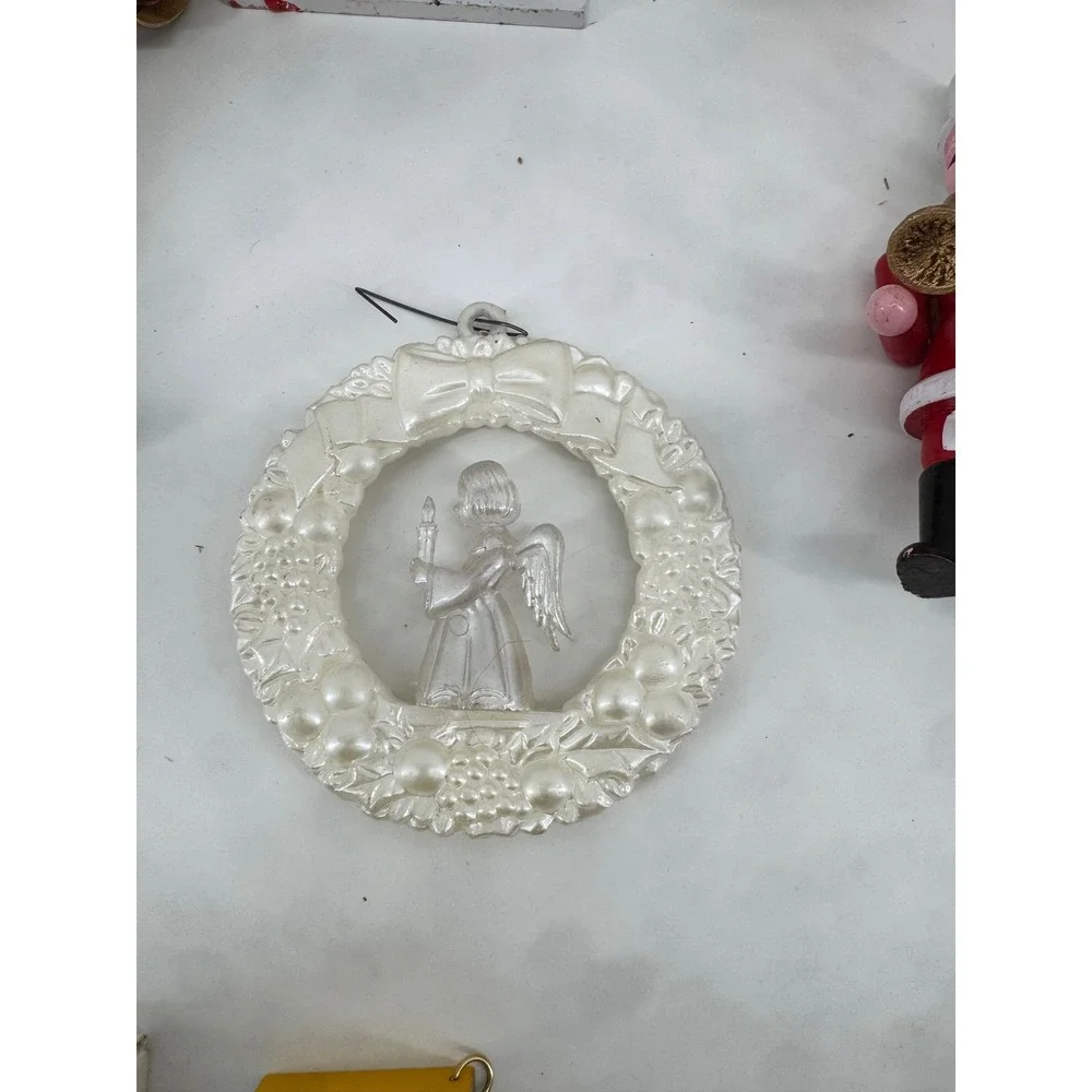 Vintage Christmas Ornament Lot Hallmark Keepsake Crayola Santa Angel Figurines
